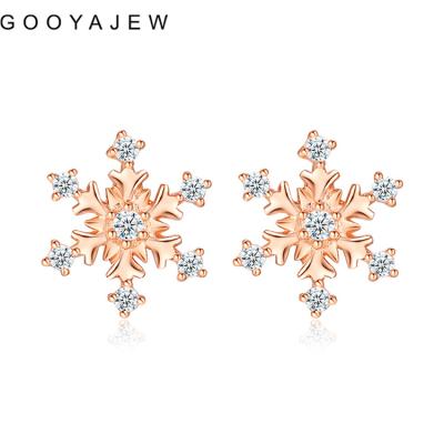 China GOOYAJEW CLASSIC 18K Gold Stud Earrings Snowflake (About 0.68g) Really Real AU750 Rose Gold Earring For Women 2022 New Fine Jewelry for sale