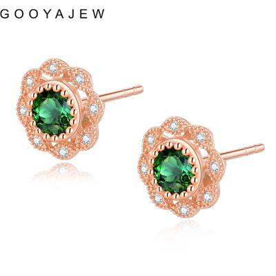 China GOOYAJEW CLASSIC (About 1.22g) 100% Truly Real 9K Gold Stud Earrings AU375 Rose Gold Earring For Fine Jewelry 19k003 New Women's Gift 2022 for sale