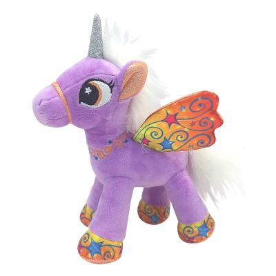 China Magical Unicorn Pony Stuffed Animal Toys Plush Novelty Plush Toy With Big Embroidery Eyes for sale