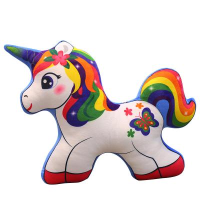 China Custom Printed Plush Rainbow Unicorn Plush Toy Creative Home Soft Pillow for sale