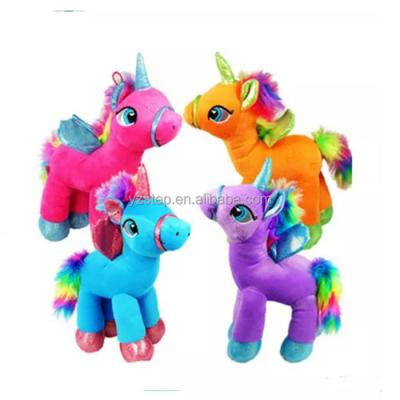 China Eco-Friendly Embroider Eyes Rainbow Unicorn Plush Toy Large Stuffed Soft Plush Toy for sale