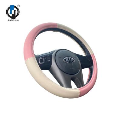 China Macaron PU/PVC/Leather Cute Pink Car Wheel Cover Hubcap Car SWC Steering Protector For Girl Woman for sale