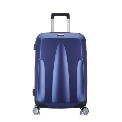 China PC OEM Carry On Luggage With TSA Lock Hard Shell PC Zipper Travel Bag 4 Double Rolls Blue Boarding Suitcase for sale