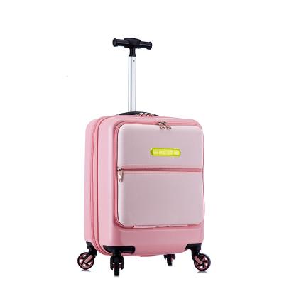 China Kids Daily Carry On Zipper ABS Pink PC Travel School Luggage Trolley Kids Riding Soft Suitcase Kids Suitcase for sale