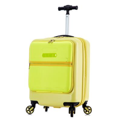 China PC Kids Soft Zipper 4 Wheeled Travel Luggage Trolley Rolling Travel Suitcase Green Ride On Luggage For Kids for sale