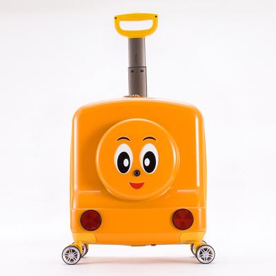 China Wholesale PC Animal Cartoon Printed Carry On Travel Suitcase For Kids Student Bag Orange Kids Luggage for sale