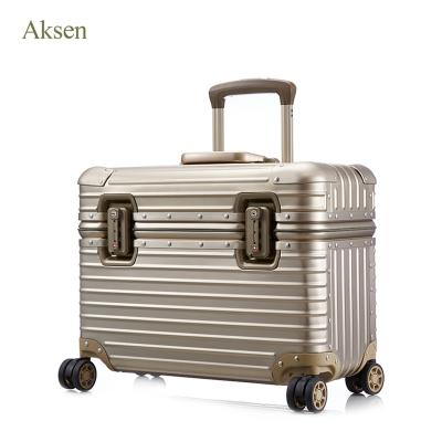 China tsa mini small capacity aluminum lock cabin bags golden carryon portable pilot boarding suitcase for sale