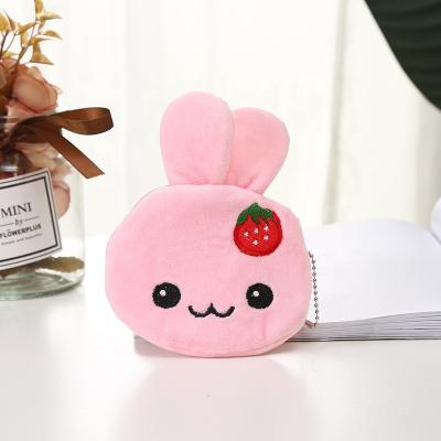 China Fashion Pink Rabbit Purse Design Soft Cute Plush Animal Key Bag Lovely Mini Cartoon Plush Wallet Custom Coin Key Pendant Bag for sale