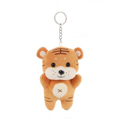 China Hot Sale Plush 2021 Factory Price Plush Backpack Decoration Gift Cartoon Tiger Face Doll Plush Square Striped Plush Toy Custom Key Pendant Key for sale