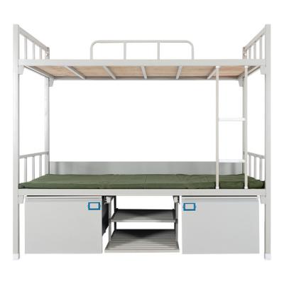 China Adjustable (other) top seller product knock down structure school furniture bunk bed double storage metal bed with cabinet for sale