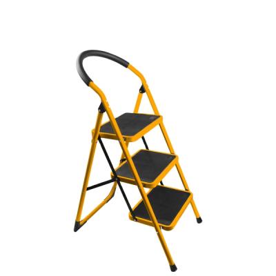 China Folding Ladders TOLSEN 62683 Yellow 150kgs Folding Steps Steel Ladder for sale