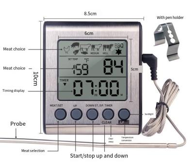 China Dual probe digital Cooking Meat thermometer6031 Large LCD dual probe food grill large screen display thermometer 6031 for sale