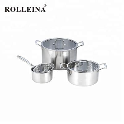 China Sustainable Professional Level Stainless Steel Cookware Triple Clad Culinary Set for sale