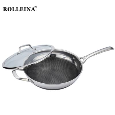 China Good Grade Sustainable 3 Layers Cooking Restaurant Wok De Acero Inoxidable Wok Pan for sale