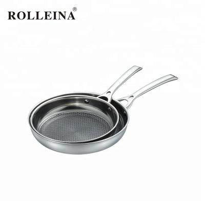 China High End Stainless Steel Kitchenware Triple Sustainable Food Skillet Non-Stick Frying Pan Set for sale