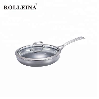 China Sustainable High Quality Tri Ply Stainless Steel Non Stick Frying Pan for sale