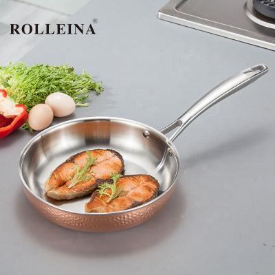 China Viable Multifunctional Home Kitchen Casserole 3 Ply Copper Egg Frying Pan for sale