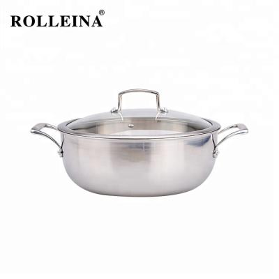 China Sustainable Triple Clad Stainless Steel Energy Saving Pot Soup Pan Hot Casserole for sale