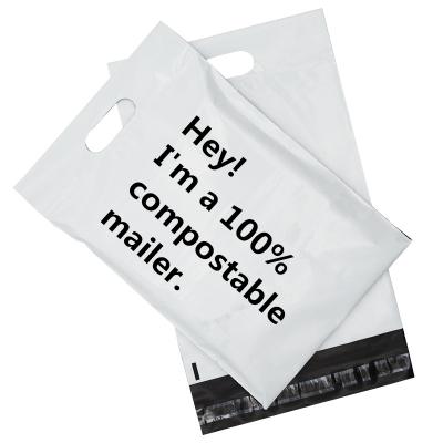 China Rectangular Shape Custom Made Compostable Biodegradable Postage Clothing Saddlebags Packaging Mailing Bags With Handles for sale