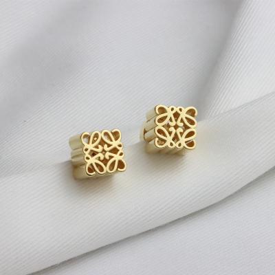 China Office/Career Square Earrings New Fashion Moon Cake Family Luo Stud Earrings French High Grade Niche Design for sale