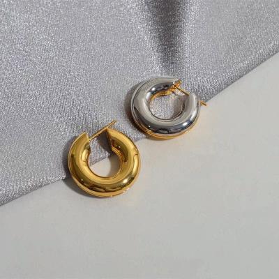 China Retro career hot-selling style office/gold and two color circle earrings cool temperament silver brass gold-plated earrings and earrings for sale