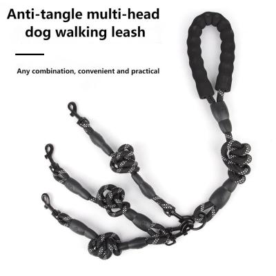 China Dog leash multifunctional one-to-three dog leash reflective pet leash for sale