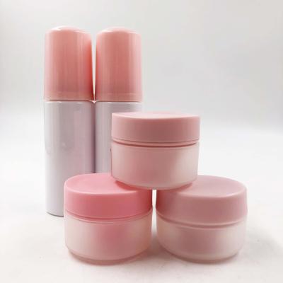 China NEW Rose PET Personal Packaging Skin Care Bottle Foam Bottle Lotion Container And Jars Set Cosmetic Skin Care Serum Bottles Set For Cosmetic Packaging for sale