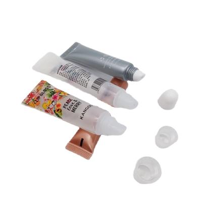 China 10ml 15ml Lightweight Popular Colorful Custom Plastic Lip Gloss Squeeze Tubes For Cosmetic Packaging With Clear Lid for sale