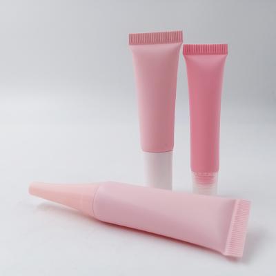 China 5ml 8ml 10ml 15ml Lip Gloss Tubes Cosmetic Custom Empty Squeeze Tubes Pink Lip Gloss Tube Transparent Label And Gold Plated Screw Caps for sale