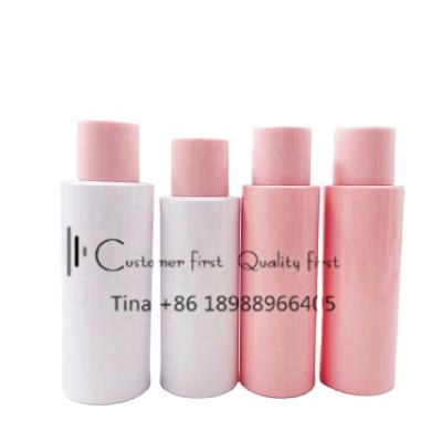 China Custom Cosmetic Packaging Plastic PET Pink Cosmetic Bottles For 60ml 100ml 120ml Toner /Lotion Serum Skincare Bottles for sale