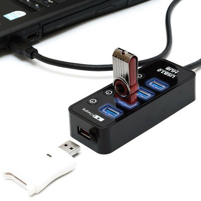 China 4 + 1 Port USB 3.0 Hub Charger LED Indicators And Power Adapter 4 On/Off Switch USB 3.0 Port Hub for sale