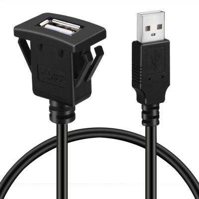 China COMPUTER USB 2.0 Panel Mount Flush Extension Cable, USB 2.0 Single Left Quare Cable with Loop for Car Truck Boat Motorcycle for sale