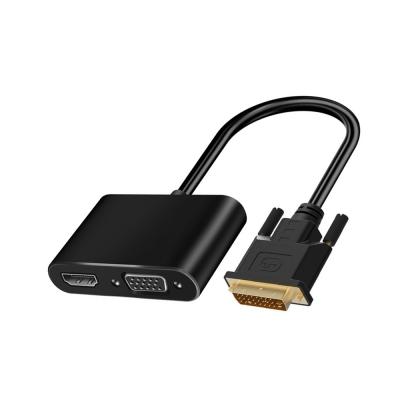 China COMPUTER 2 in 1 DVI to HDMI VGA Adapter Converter DVI input HDMI and VGA output simultaneously for sale