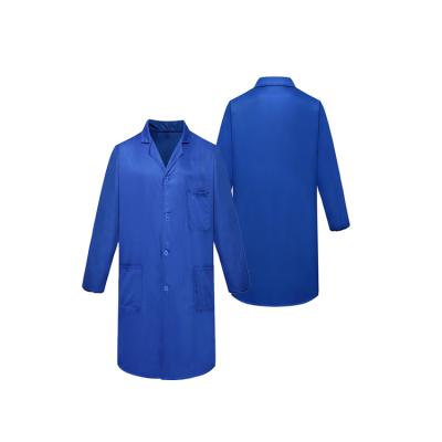 China Protective Custom Unisex Blue Workwear Lab Coat With Pockets Uniform Coat for sale