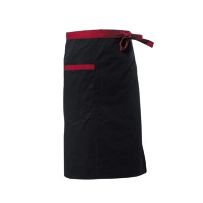 China Eco-Friendly Black Half Waist Apron Chef Short Cotton Bib Aprons Restaurant Cooking Kitchen Chef Aprons for sale