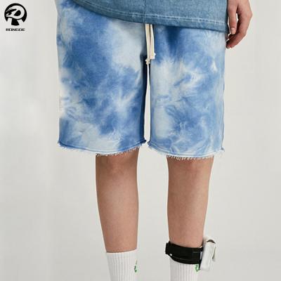 China Men's Breathable Simple Summer Custom Cotton Drawstring Tie Dye Custom Shorts for sale