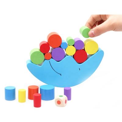 China Construction Toy Wooden Puzzle Stacking Building Blocks Balance Board Game BLUE MOON Balancing Board Toy Educational Gift for Kids for sale