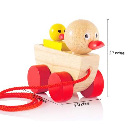 China Pulling Duck Wooden Pull-String Wooden Toys Pulled Duck Wooden Toys Baby Toys For A Year Above None for sale