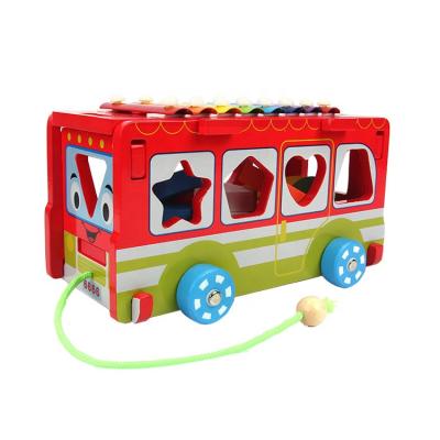 China 2021 Children Educational Wooden Bus Hitting Xylophone Musical Instrument Educational Toys For Children Play for sale