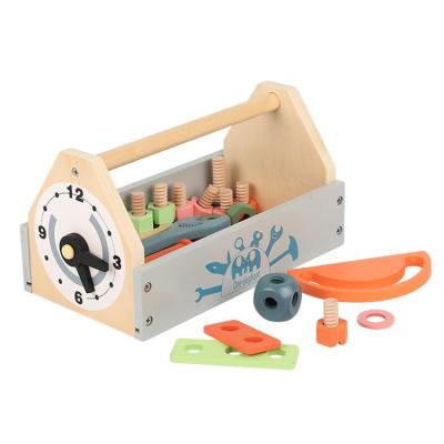 China Safety Pretend Wooden Toys Assemble Portable Tool Kit Wooden Tool Box and Accessory Game Set for Kid and Children for sale