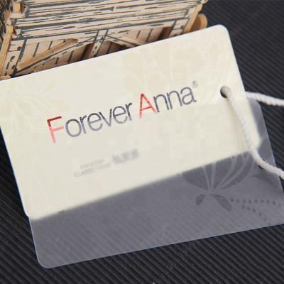 China Sustainable luxury printing transparent logo hanger tag with string for shoes or clothing or bags for sale