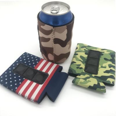 China Waterproof Folding Neoprene Logo Can Cooler For Party Custom White Use Magnet Funny Stubby Can Cooler Neoprene Sleeve Sticky for sale