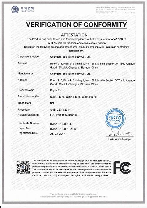 FCC - Chengdu Tops Technology Co., Ltd.