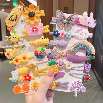 China 14PCS/Set Colorful Sweet Cute Fashion Cartoon Kids Hair Clip Girl Hairpins for sale