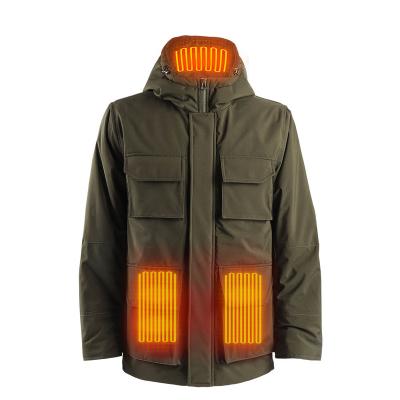 China Waterproof Keep Warm Hoodies Army Green Color Heating Reactive Jacket Heated Jacket 2022 For Winter for sale