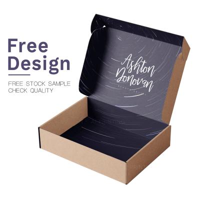 China Custom Logo Printed Black Mailer Box Eco Friendly Recyclable, Durable Clothing/Gift/Shoes Cardboard Paper Packaging Mailing Boxes for sale