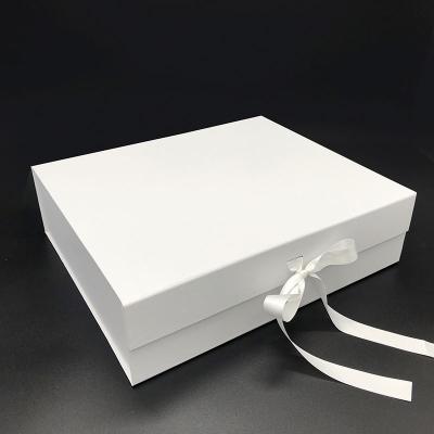 China Recycled Matte Folding Rigid Paper Packaging Materials Custom Magnetic Closure Gift Box Lid White Cardboard Boxes For Packaging for sale