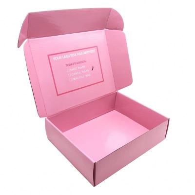 China Cute Reused Cosmetic Mailing Box Lash Eyelashes Nail Corrugated Shipping Materials Logo Baby Pink Custom Skin Care for sale