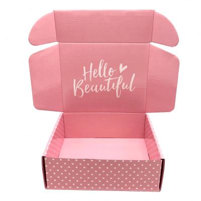 China Recycled Materials Custom Printed Pink Corrugated Cosmetic Mailing Box Luxury Cosmetic Packaging Boxes for sale