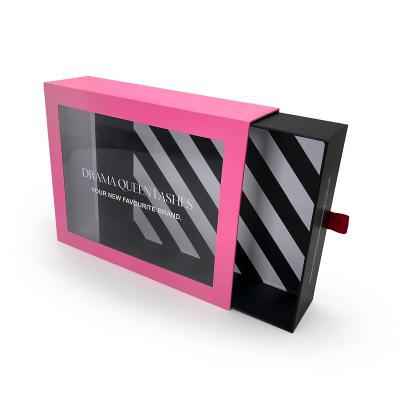 China Recycled Materials Customize Logo Luxury Drawer Lash Eyelash Boxes Lip Gloss Gift Slide Drawer Packaging Box For Skin Care Cosmetics for sale